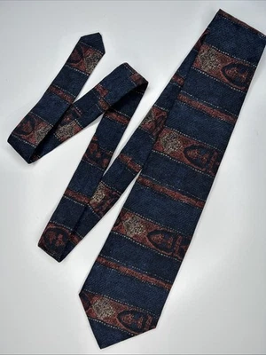 Corbata de seda italiana Bugatti para hombre estampado tribal azul marino Siena, tostada, negra WPL#2831 Foto 1 de 4