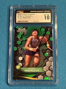 2024 TOPPS GRAPHITE REFRACTOR GREEN /75 MIRRA ANDREEVA ROOKIE CGC 10 GEM MINT! - Picture 1 of 2