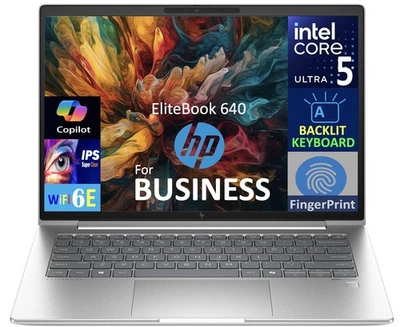 HP EliteBook 640 14" IPS WUXGA Intel Ultra 5-135U 16GB 512GB SSD W11P Laptop, PS - Image 1 of 4