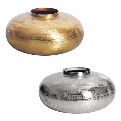Moderne Deko Vase ABSTRACT ORIENT 35cm FARBWAHL rund Metall Hammerschlag-Design - Bild 1 von 4