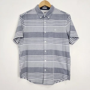 Original Penguin Slim Fit Short Sleeve Stripe Button-Down Collar Shirt Golf Prep - Picture 1 of 8