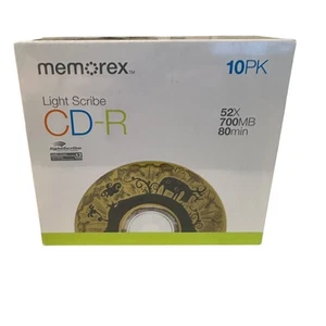 Memorex Light Scribe CD-R 10 Pack 52X 700MB 80 Minutes - New Sealed - Recordable - Photo 1/3