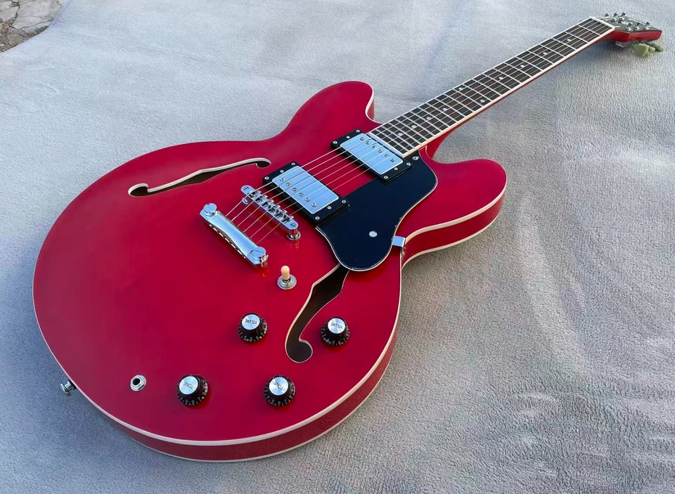 Guitarra Eléctrica Jazz 335 Semi-Hueco Cuerpo Hueso Tuerca Acabado Rojo Brillante Foto 1 de 4