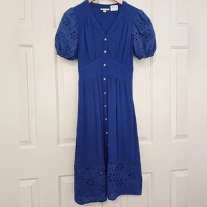Knox Rose Blue Eyelet Midi Damen Kleid Gr. XS - Bild 1 von 8