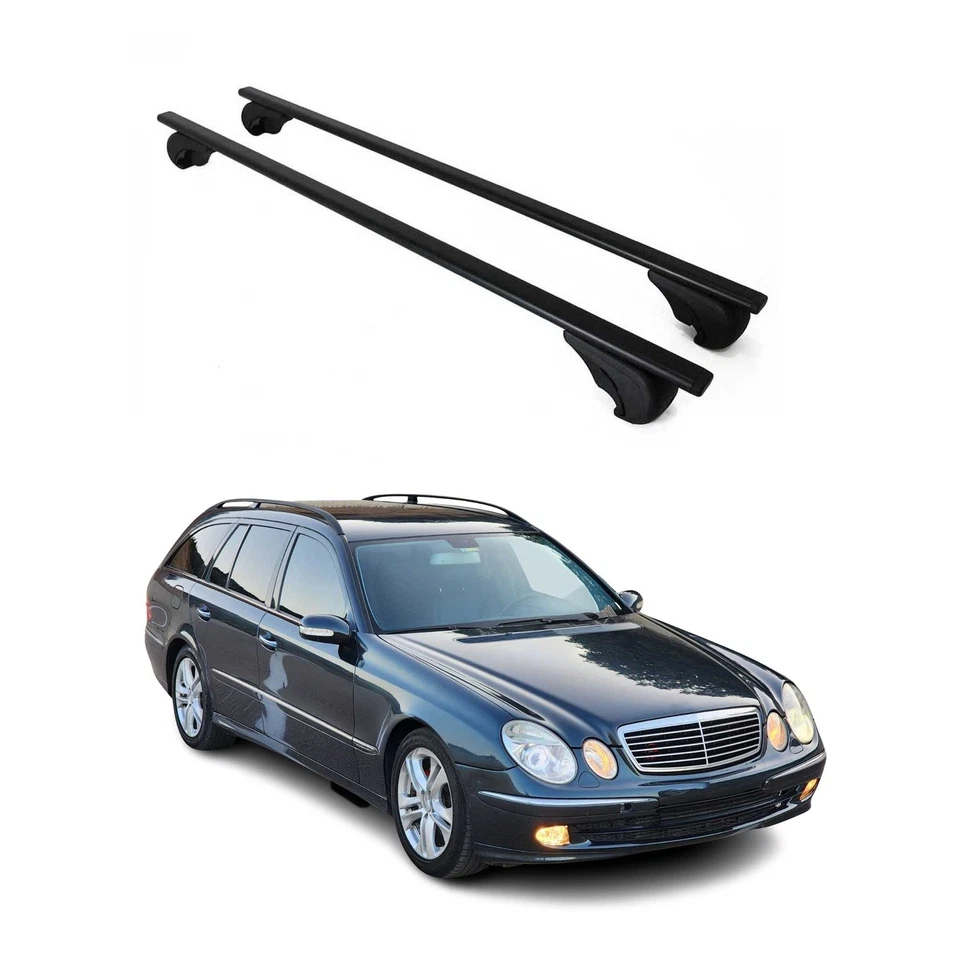 适用于 2004 - 2009 梅赛德斯 E 级 S211 车顶架横杆金属黑色 — 第 1/4 张图片