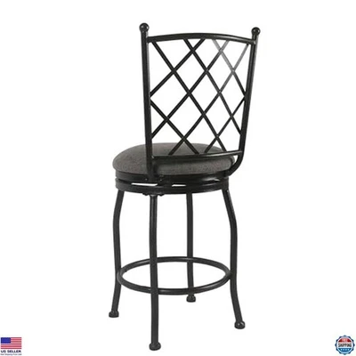 Metal Counter Height Bar Stools 24" with Back - Gray Woven Home Decor Furniture - Image 1 of 4