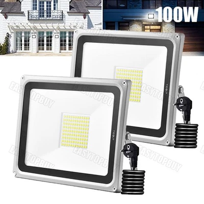 WOWSPEED 2 x proiettore LED 100 W con spina faretto luce di inondazione bianco freddo faro esterno DE