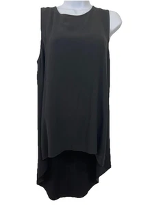 Eileen Fisher Black 100% Silk Long Tank Top Womens Size Medium Hi Lo Capsule - Picture 1 of 8