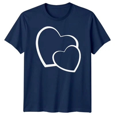 Two Hearts Love Graphic Tee Men Women Unisex T Shirt Affection Design - Image 1 of 4