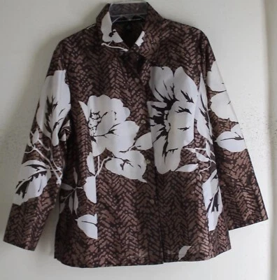 Blusa Top Ellen Tracy Talla 16 Rich Silk 3/4 Estampado Animal - Neiman Marcus XL Foto 1 de 4