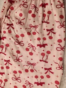 Ladies MEDIUM " BOWS & CHERRIES " Pink Pajama/lounge Pants W/pockets New W/tags - Picture 1 of 2