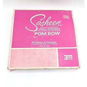 Vintage 3M Orange SASHEEN Ribbon 100 Bows x 6" Diameter Pom Bow Spool Crafts