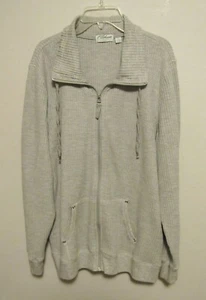 Great Northwest Womens 2X Light Gray Cotton Blend Kangaroo Pocket Sweater Jacket - Picture 1 of 5
