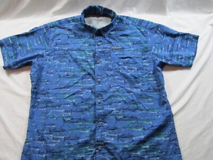 Bass men large shirt blue sword fish short sleeve light weight polyester - Picture 1 of 7
