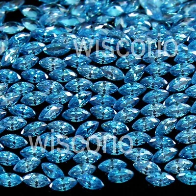 100 Piezas Natural Brasil Azul Aguamarina 3x1.5 MM Corte Marquesa Certificado AAA+ Gemas Foto 1 de 4