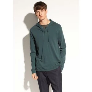 M087 NWT VINCE PIMA COTTON LONG SLEEVE MEN HENLEY HOODIE SIZE S, M, L, XL $155 - Picture 1 of 4