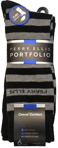 6 Pairs PERRY ELLIS BLACK Men's PORTFOLIO CREW Socks Shoe Size 7-12 $30 MSRP - Picture 1 of 8