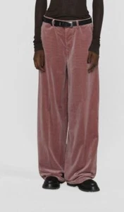 $780 Dsquared2 Women's Pink Velvet Low Rise Wide Leg Trouser Pants IT 40/US 4 - Picture 1 of 6