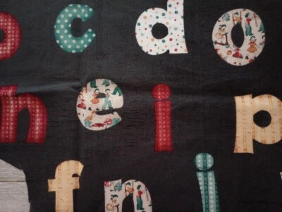 vintage letter alphabet fun fabric piece 10 x 10 inch 11 letters new - Image 1 of 2