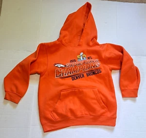 Denver Broncos Football Boys Orange Long Sleeve Hoodie Medium 8 - Picture 1 of 9