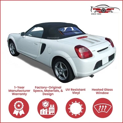 2000-07 Toyota MR2/MRS Convertible Soft Top w/DOT Approved Heated Glass, Black - Image 1 of 3