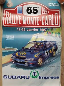 POSTER RARE (lire descriptif) RALLYE MONTE CARLO 1997 SUBARU IMPREZA WRC
