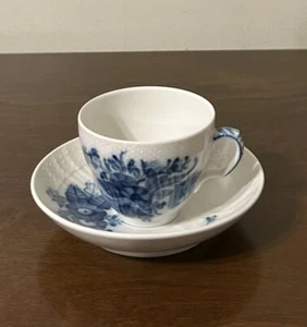 Royal Copenhagen Blue Floral Porcelain Fluted Demi Tea Cup & Saucer 10/1549 - Picture 1 of 14