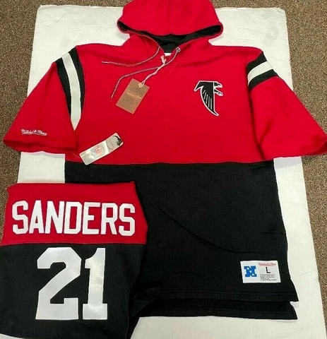 DEION SANDERS ATLANTA FALCONS Mitchell & Ness Hoody Short Sleeve Jersey Cover