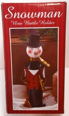 Portabotellas de vino muñeco de nieve de metal hecho a mano  Foto 1 de 4
