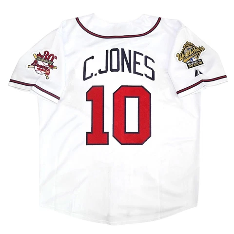 Chipper Jones Atlanta Braves 1995 World Series Home White Jersey Men's (S-3XL) Cover