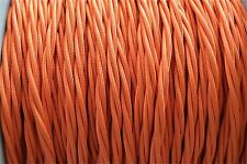 1 METER ORANGE SILK COVERED 3 CORE LIGHT FLEX WIRE BRAIDED TWISTED LAMP CORD B8