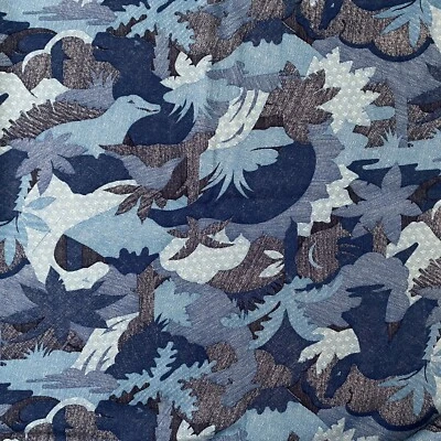 Tecido azul vintage masculino dinossauro VIP Cranston pré-histórico 5 jardas - Imagem 1 de 4