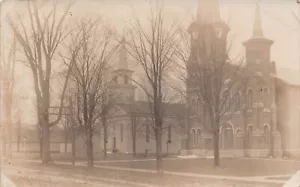 Rushville New York NY Congregational & Methodist Churches RPPC Postcard - Picture 1 of 2