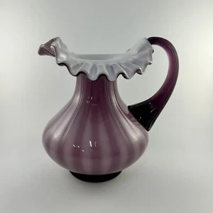 Fenton Purple Cased Pitcher Ruffled Marked Star Vase Vintage Beautiful READ - Picture 1 of 16
