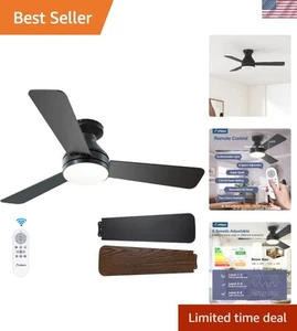 42-Inch Low Profile Black Ceiling Fan with Lights and Remote Control – Dimmab... - Picture 1 of 11