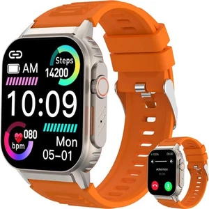 Orange Smart Watch for Men Women Answer Calls Activity Tracker 100 Sports IP68 - Picture 1 of 7