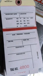 100 3 Part Hanging Inventory Tags Three Copy Control Label Product Carbon Buy - Picture 1 of 5