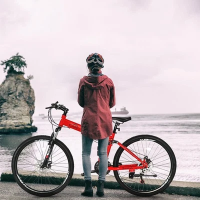 26" Folding Mountain Bike 21 Speed Men Bikes MTB Bicycle School Dual Disc Brake - Image 1 of 4