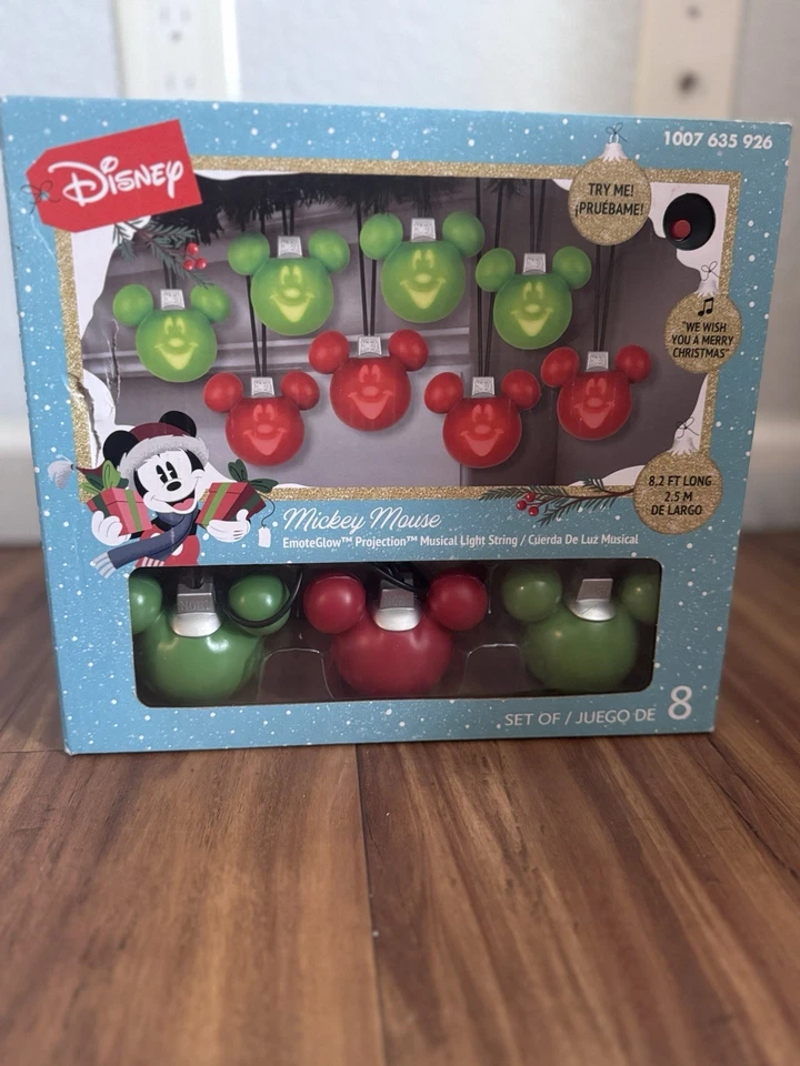 Disney Mickey Mouse Proyección Musical Luces Set de 8 Gemas de Proyección de Navidad Foto 1 de 2