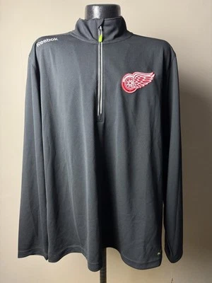 Pullover para hombre Reebok Center Ice Collection Detroit Red Wings negro 1/4 cremallera 2XL Foto 1 de 4