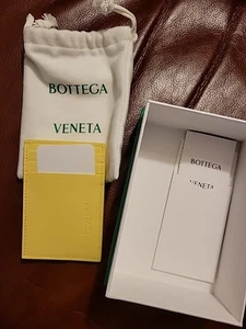 Estuche para tarjetas de crédito casete BOTTEGA VENETA cuero amarillo nuevo en caja - Imagen 1 de 6