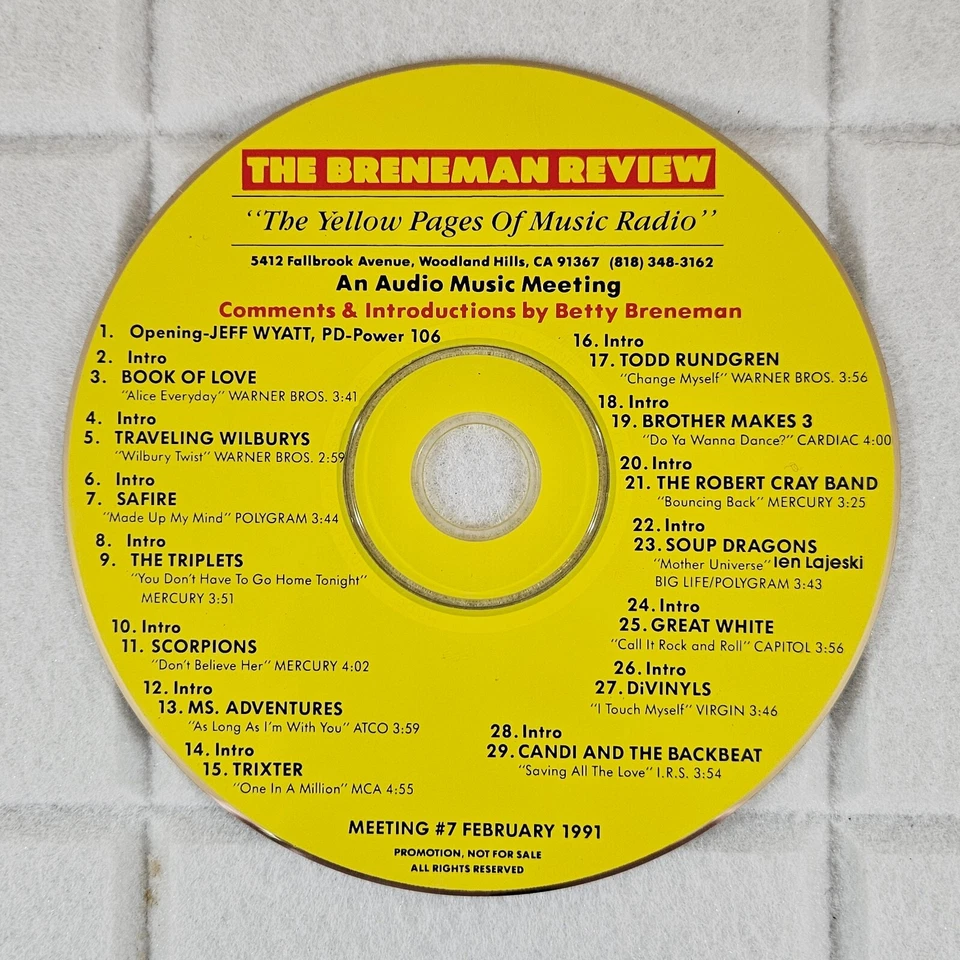 The  Breneman Review Audio Music Meeting #7 February 1991 Radio Promo CD - Image 1 of 4