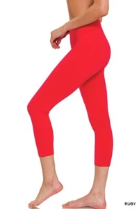 Womens Capri Leggings Soft Stretch Cotton 3/4 Length Cropped Fitness Yoga Pants - Picture 1 of 17