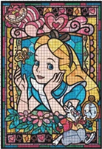 Alice im Wunderland Buntglas Collage gezählt Kreuzstichmuster - Bild 1 von 1