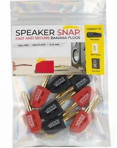 Speaker Snap Banana Plugs Red & Black 4 Pair / 8 Pieces - Picture 1 of 3