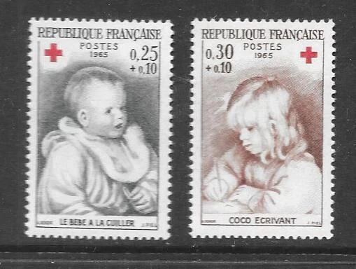 France 1965 Red Cross Fund pair vf MINT never hinged SG 1698 - 1699 - Image 1 of 1