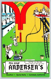Postal Pea Soup Anderson Soup Restaurant California Vintage 1981 sin publicar - Imagen 1 de 2