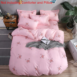 Pink Pig Girls Cartoon Kid's Comforter Cover Bed Sheet Pillow Cases Bedding Sets