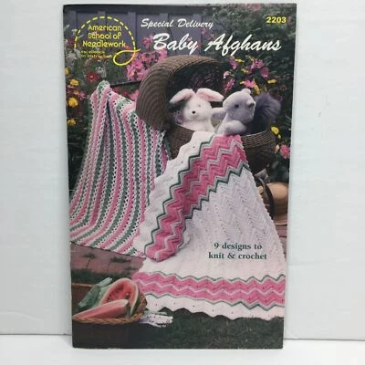 American School of Needlework Special Delivery Baby Afghans Booklet 9 Designs - Image 1 of 4