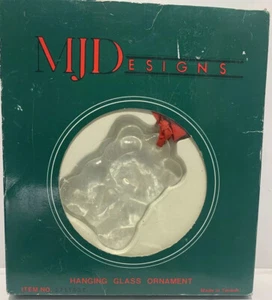 Vintage MJ Designs ~ ornamento da appendere ~ anello in vetro pesante che circonda ~ orsacchiotto - Foto 1 di 12